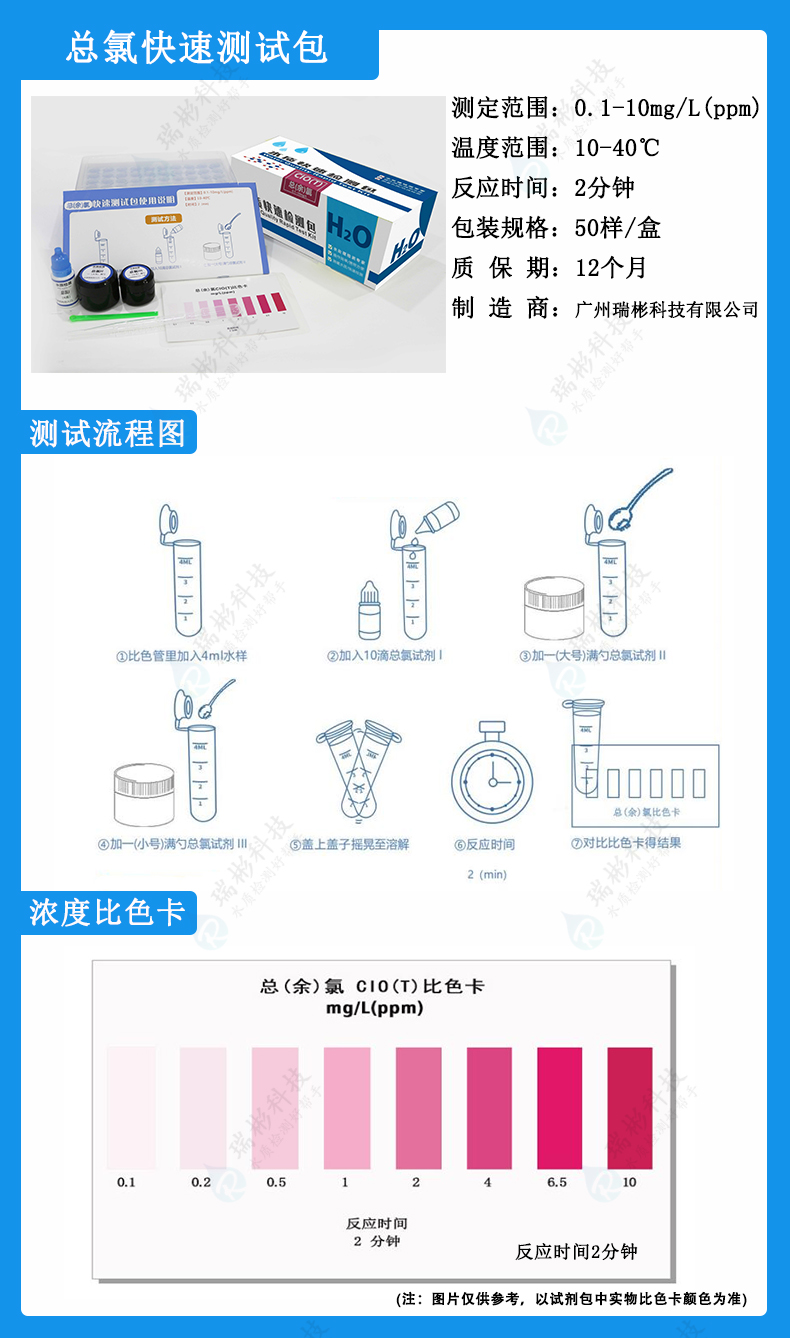 總氯快速測試包|總余氯檢測試劑盒